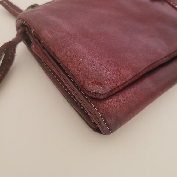 Dakota Leather Envelope Wallet Burgundy Red Boho Continental Rustic Large Soft - Picture 11 of 11